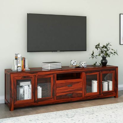 Picture of Rustic Solid Wood Long TV Media Stand Console