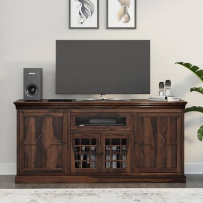Picture of Santa Fe Rustic 60 Inch Solid Wood TV Stand Console Cabinet