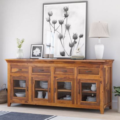 Picture of San Francisco Solid Wood Glass Door Large Buffet Cabinet