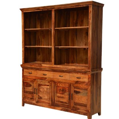Picture of Mancusi Modern Country Breakfront Rustic Solid Wood Dining Room Hutch