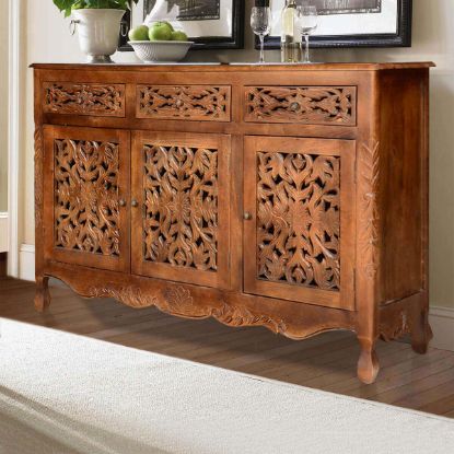 Picture of Pennsylvania Mango Wood Hand Carved Rustic Buffet Cabinet