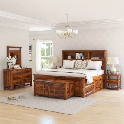 Picture of Mission Modern Solid Wood 6 Piece Storage Bedroom Set