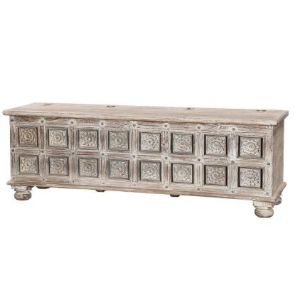 Picture of Elegant Rectangle Rustic Reclaimed Wood Storage Trunk