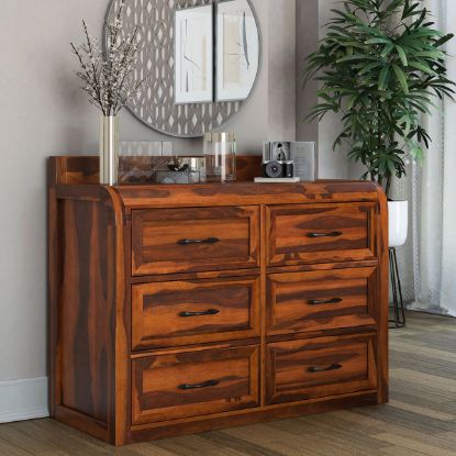 Picture of Rebecca Solid Wood 6 Drawer Bedroom Double Dresser