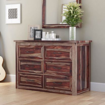 Picture of Jamaica Modern Solid Wood Bedroom Dresser Chest With 6 Drawers 