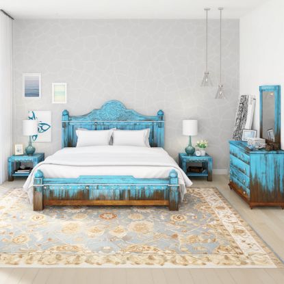 Picture of Empire Blue Dawn Solid Wood 5 Piece Bedroom Set