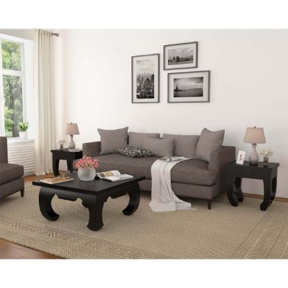 Picture of Ming Asian Black Classical Style Solid Wood Coffee Table Set 