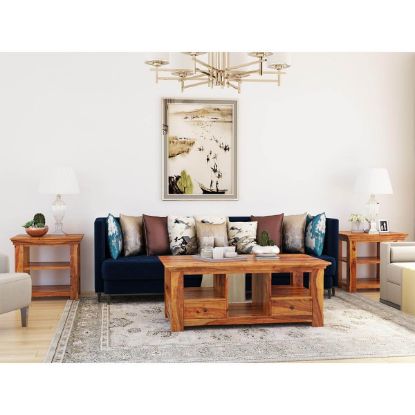 Picture of Priscus Midcentury Solid Wood 3 Piece Coffee Table Set With Drawers