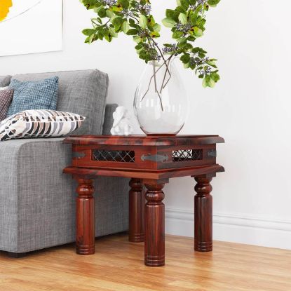 Picture of Licio Traditional Style Solid Wood & Iron Lattice Square End Table