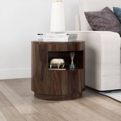 Picture of Ladonia Rustic Solid Wood Round End Table