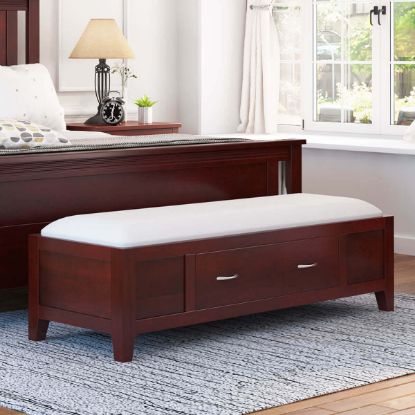 Picture of Amenia Solid Mahogany Wood 1 Drawer Bedroom Ottoman