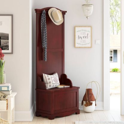 Picture of Hoagland 27 inch Handcrafted Mahogany Wood Entryway Hall Tree with Storage
