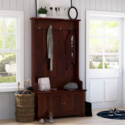 Picture of Ravenna 38 inch Rustic Solid Wood Entryway Hall Tree with Storage