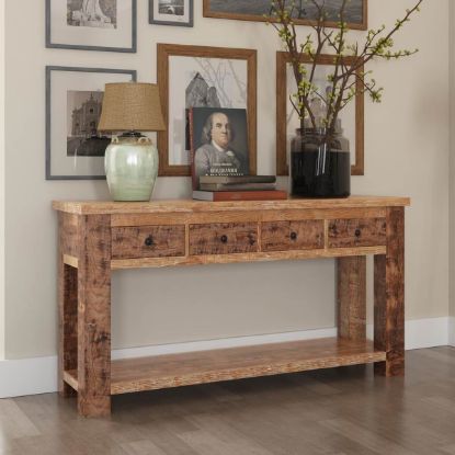 Picture of Britain Rustic Farmhouse Wood Console Table With Storage