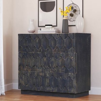 Picture of Ellensburg Solid Reclaimed Wood Black Dresser With 3 Drawers