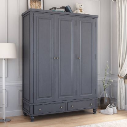 Picture of Marysville Solid Wood Large Wardrobe Armoire with Drawers