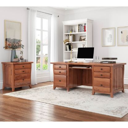 Picture of Congleton Live Edge Solid Wood Home Office Executive Desk with File Cabinet