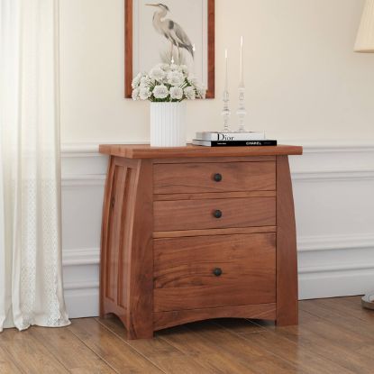 Picture of Helston Live Edge Top Solid Acacia Wood 3 Drawer Vertical File Cabinet