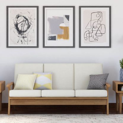 Picture of Palermo Teak Wood High Back Mid-Century Modern 3-Seater Sofa		