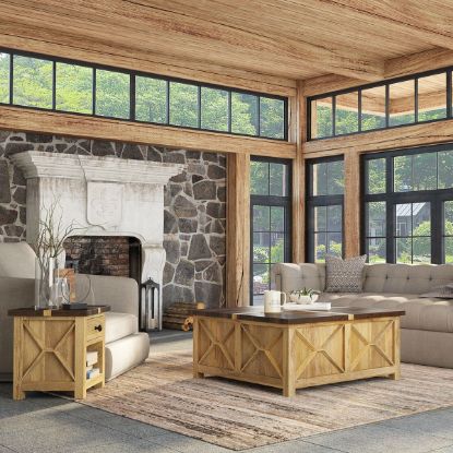 Picture of Acireale Rustic Solid Wood Coffee Table And End Table Set