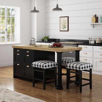Picture of Prebbleton Solid Wood Black Kitchen Island with Seating and Storage