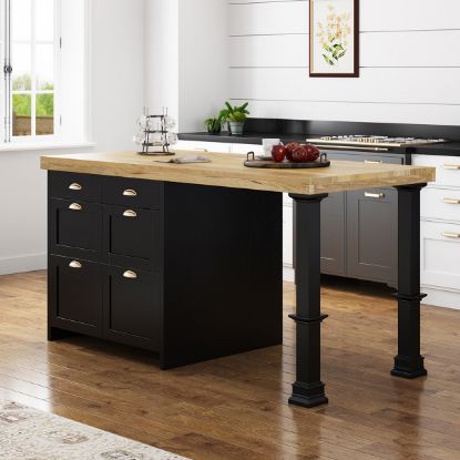 Picture of Prebbleton Solid Wood Two Tone black Kitchen Island with Storage