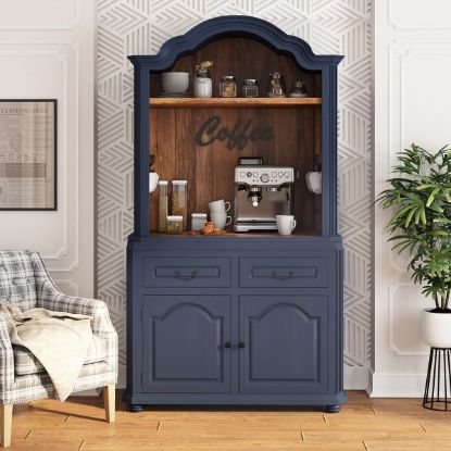 Picture of Coatbridge Blue Farmhouse Kitchen Hutch With Moulding Top