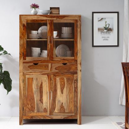 Picture of Frederica Rustic Solid Wood 2 Drawer Buffet With Hutch