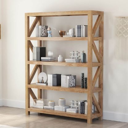 Picture of Fernie Solid Wood Open Shelf Farmhouse Bookcase