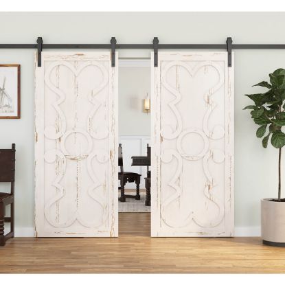 Picture of Ensenada Interior Solid Wood White Washed Double Barn Door