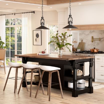 Picture of Medora Farmhouse Solid Wood Kitchen Island with Drop Leaf 