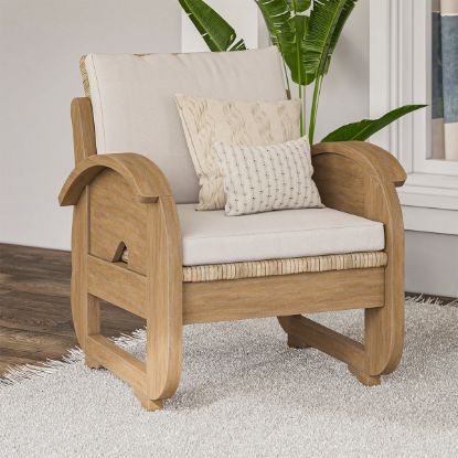 Picture of Fortaleza Modern Rustic Teak Wood Upholstered 1 Seater Sofa		