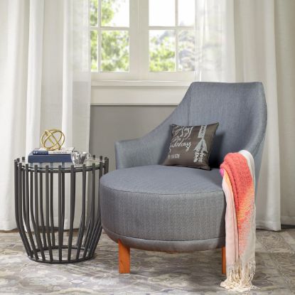 Picture of Amador Mid Century Grey Upholstered Small Arched Lounge Tub Chair