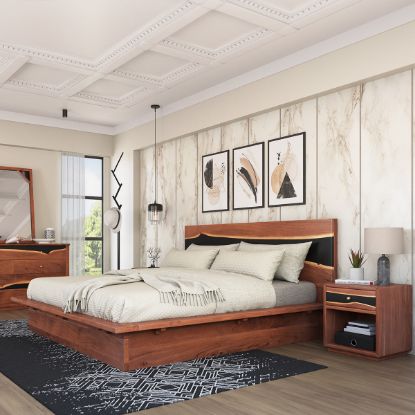 Picture of Morada Acacia Wood Epoxy Modern Platform Bed Frame