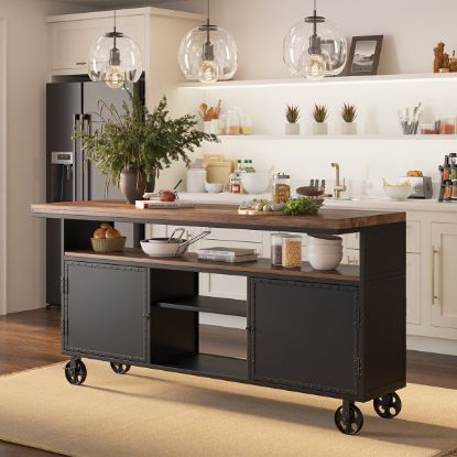 Picture of Herald Industrial Black Movable Kitchen Island Cabinet