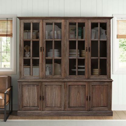 Picture of Leesburg Large Teak Wood Farmhouse Kitchen Hutch Cabinet