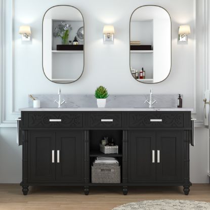 Picture of  Ponce Farmhouse Solid Wood Bathroom Vanity with Double Sink Space 