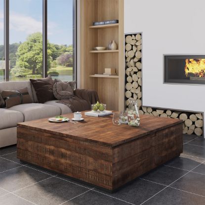 Picture of Monroe Rustic Square Coffee Table with Storage and Lift Top