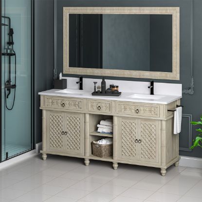 Picture of Nuala 72-Inch Hand Carved Double Sink Space Bathroom Vanity