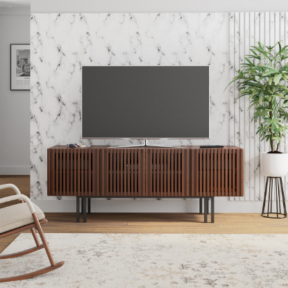 Picture of Cudillero 70 Inch Modern Solid Wood Slatted TV Media Stand