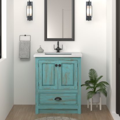 Picture of Olympia 30-Inch Turquoise Blue Freestanding  Single sink Bathroom Vanity